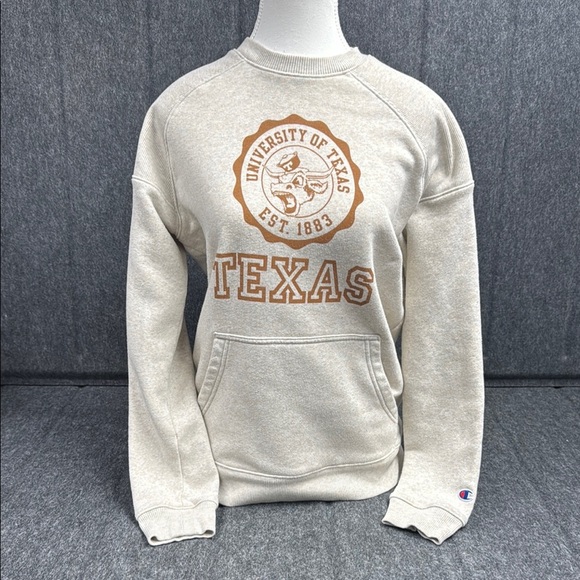 Champion University of Texas Cream Crewneck Sweater with Rustic Texas Emblem - Picture 1 of 4